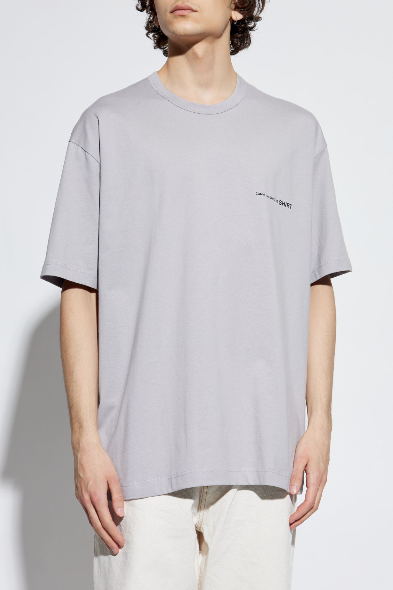 Tシャツ・カットソー COMME des GARCONS SS25 T-SHIRT WITH LOGO (FO T023 2) Grey T-shirt with printed logo Comme des Garçons Shirt